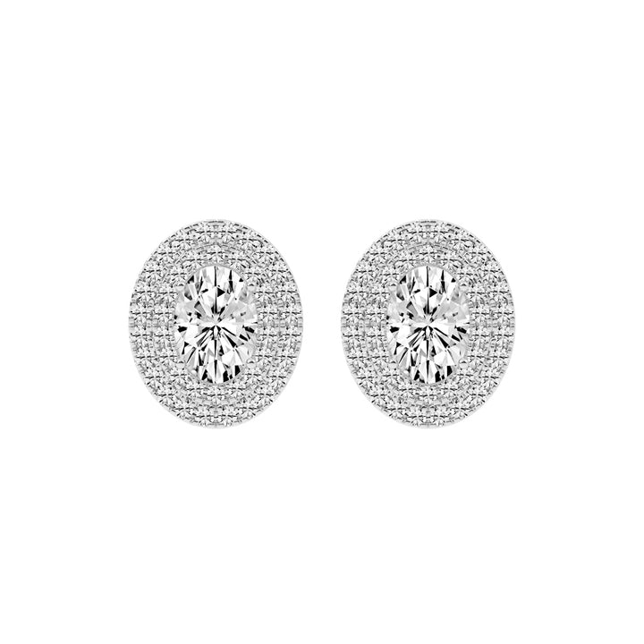 Dazzling Oval Double Halo Stud Earrings