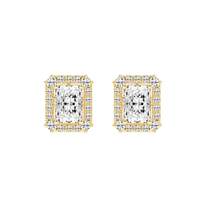 Radiant Cut Halo Stud Earrings