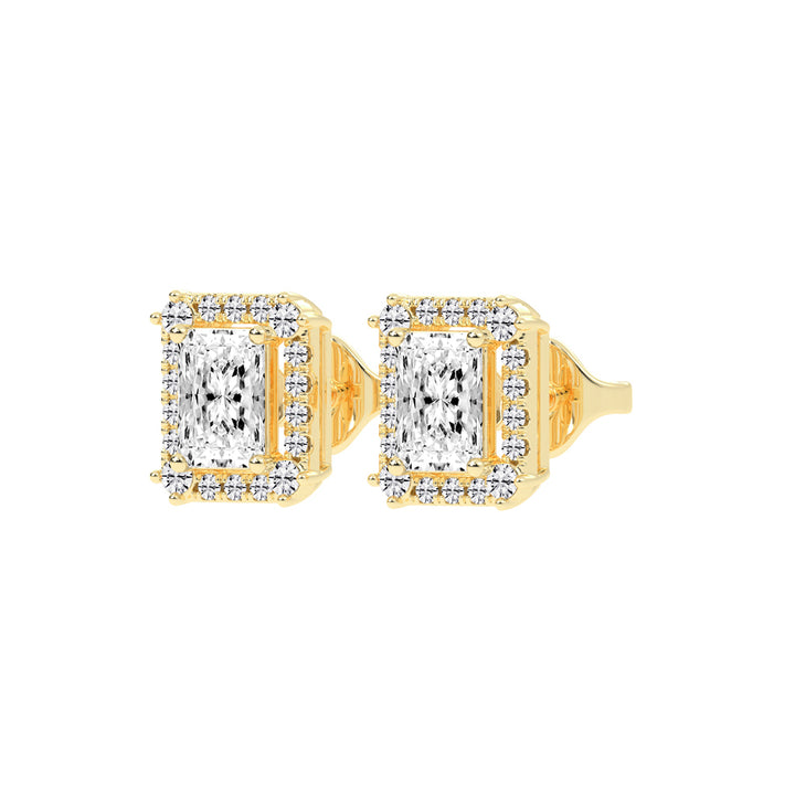 Radiant Cut Halo Stud Earrings