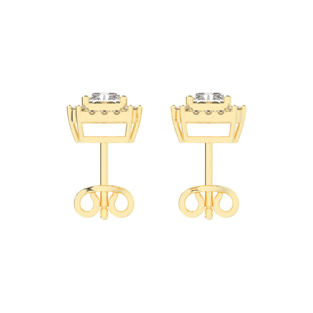 Radiant Cut Halo Stud Earrings