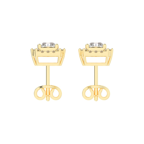 Radiant Cut Halo Stud Earrings