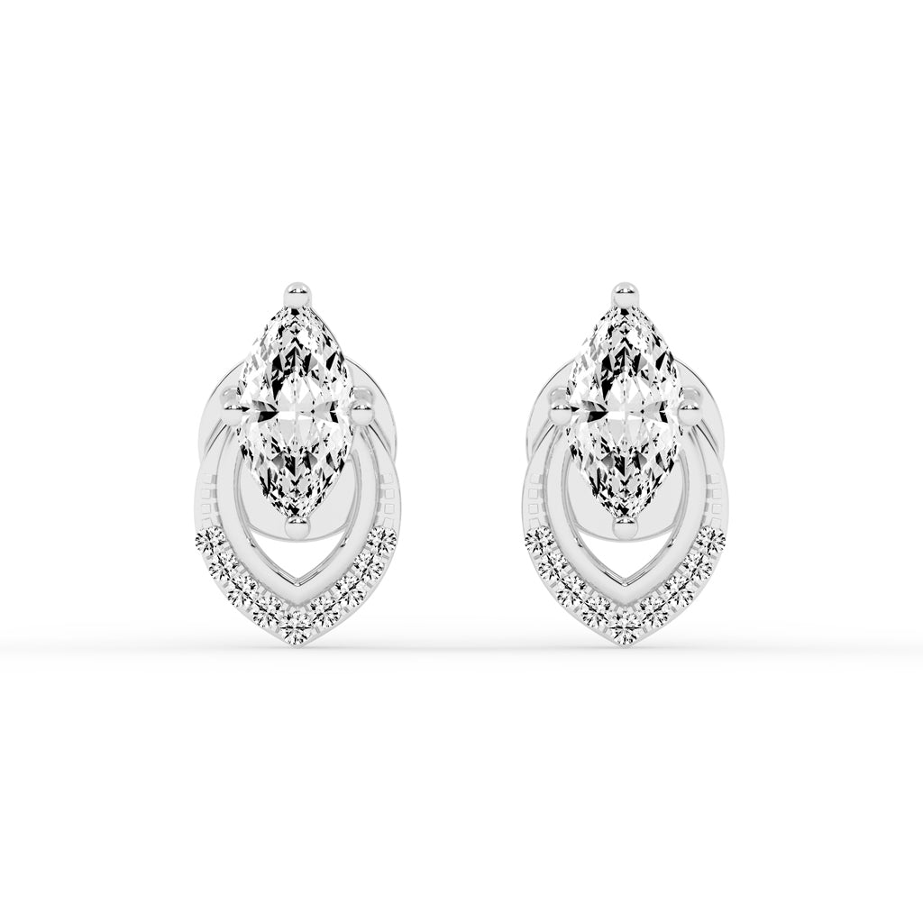 Marquise & Sparkling Curve Stud Earrings