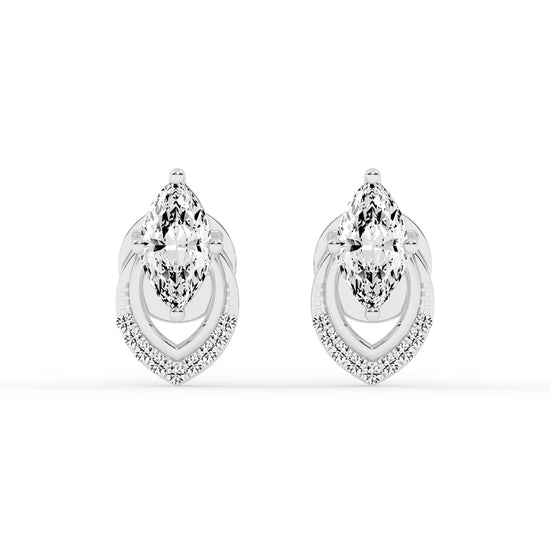 Marquise & Sparkling Curve Stud Earrings