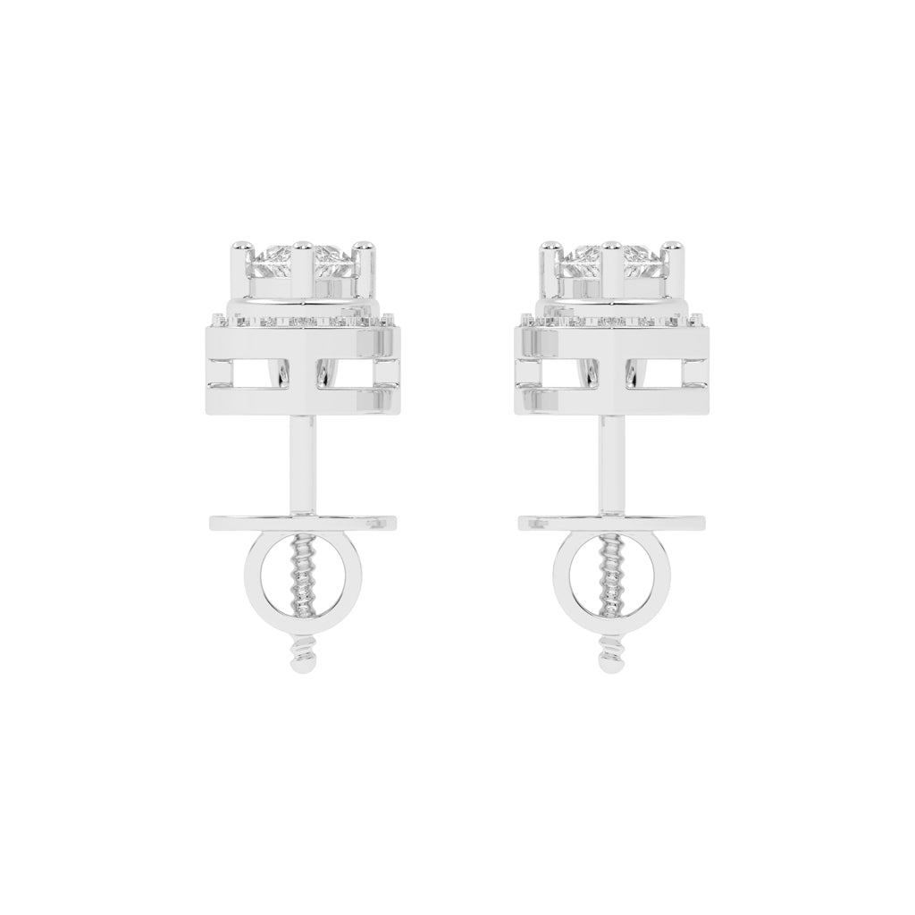 Marquise & Sparkling Curve Stud Earrings