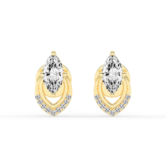 Marquise & Sparkling Curve Stud Earrings