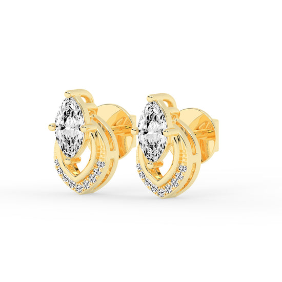 Marquise & Sparkling Curve Stud Earrings