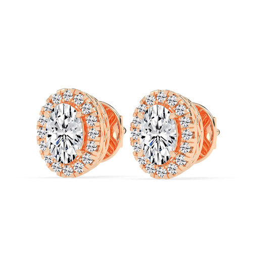 Celeste Glow – Oval Halo Studs