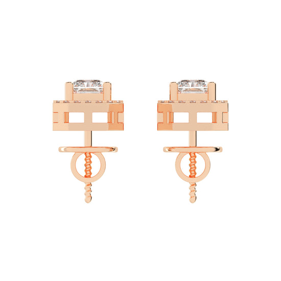Solantica Four Prong Round Cut Solitaire Lab Diamond Stud Earrings