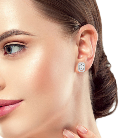 Solantica Four Prong Round Cut Solitaire Lab Diamond Stud Earrings