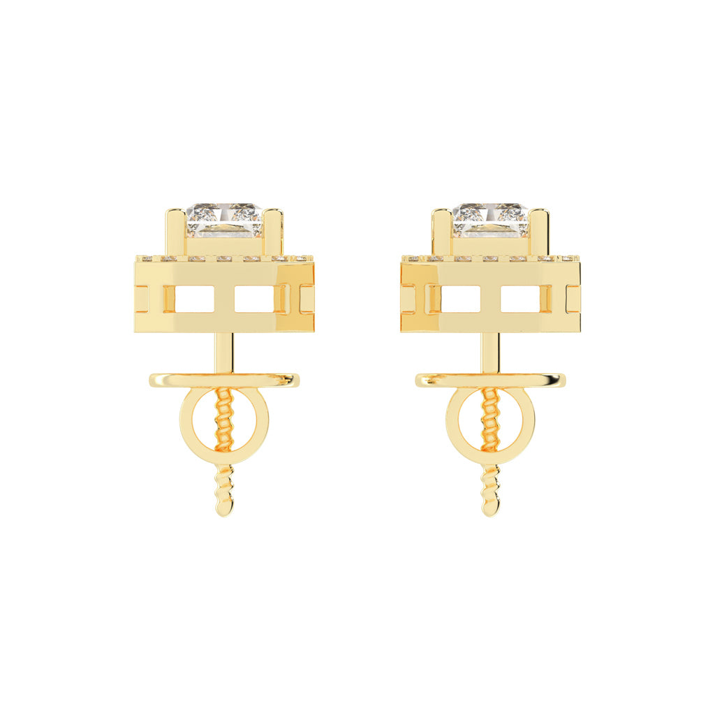 Solantica Four Prong Round Cut Solitaire Lab Diamond Stud Earrings
