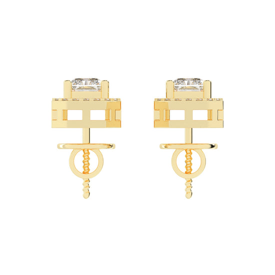 Solantica Four Prong Round Cut Solitaire Lab Diamond Stud Earrings