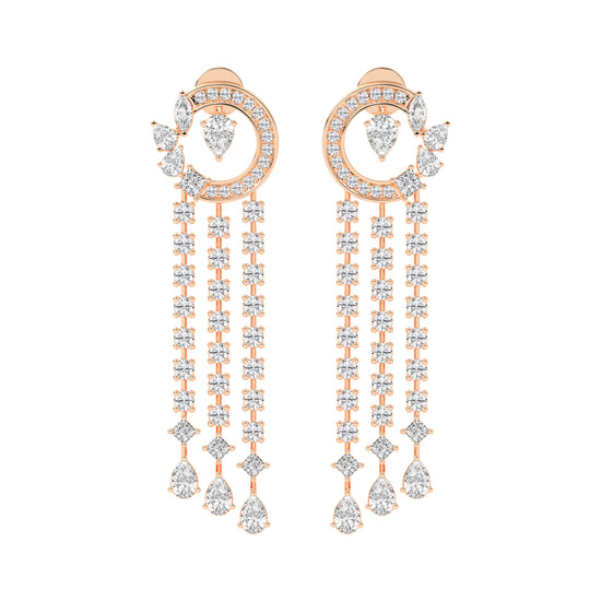Celestial Cascade Diamond Fringe Dangle Earrings
