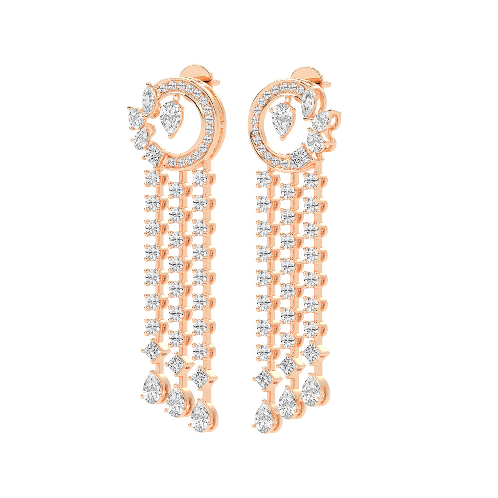 Celestial Cascade Diamond Fringe Dangle Earrings