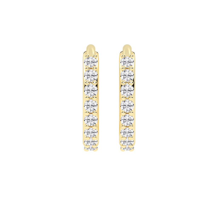 Radiant Pavé-Set 925 Silver  18k Gold Plated  Huggie Hoop Earrings