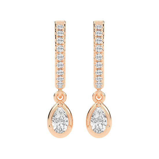 Graceful Line Pear Drop Diamond Hoops
