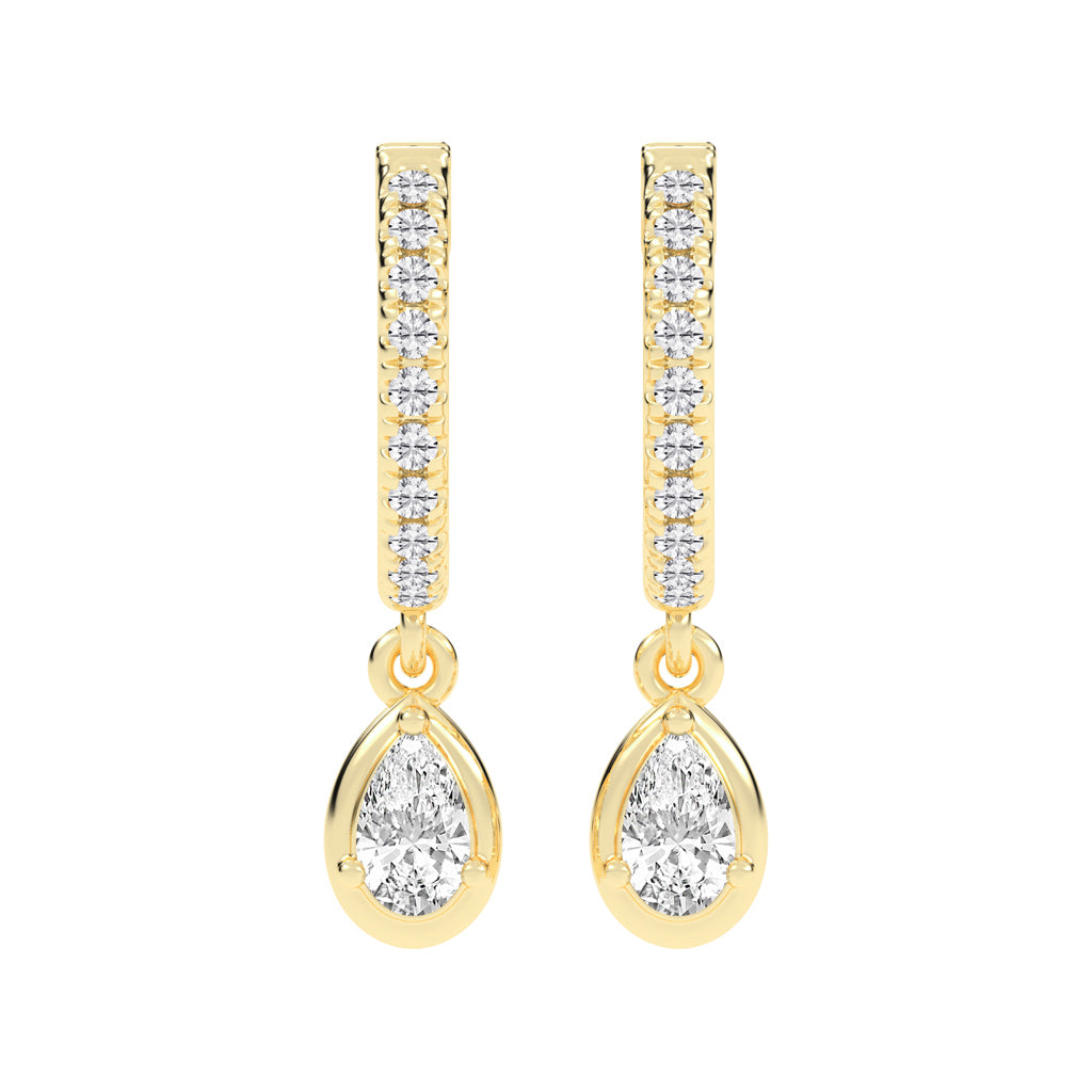 Graceful Line Pear Drop Diamond Hoops