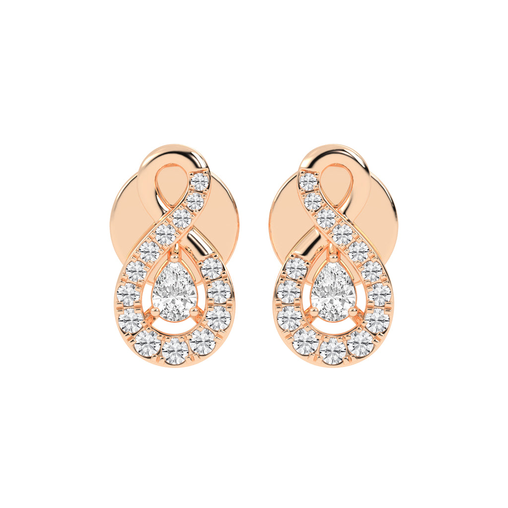 Infinity Embrace Pear Halo Diamond Studs