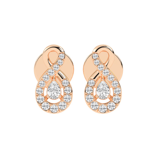Infinity Embrace Pear Halo Diamond Studs