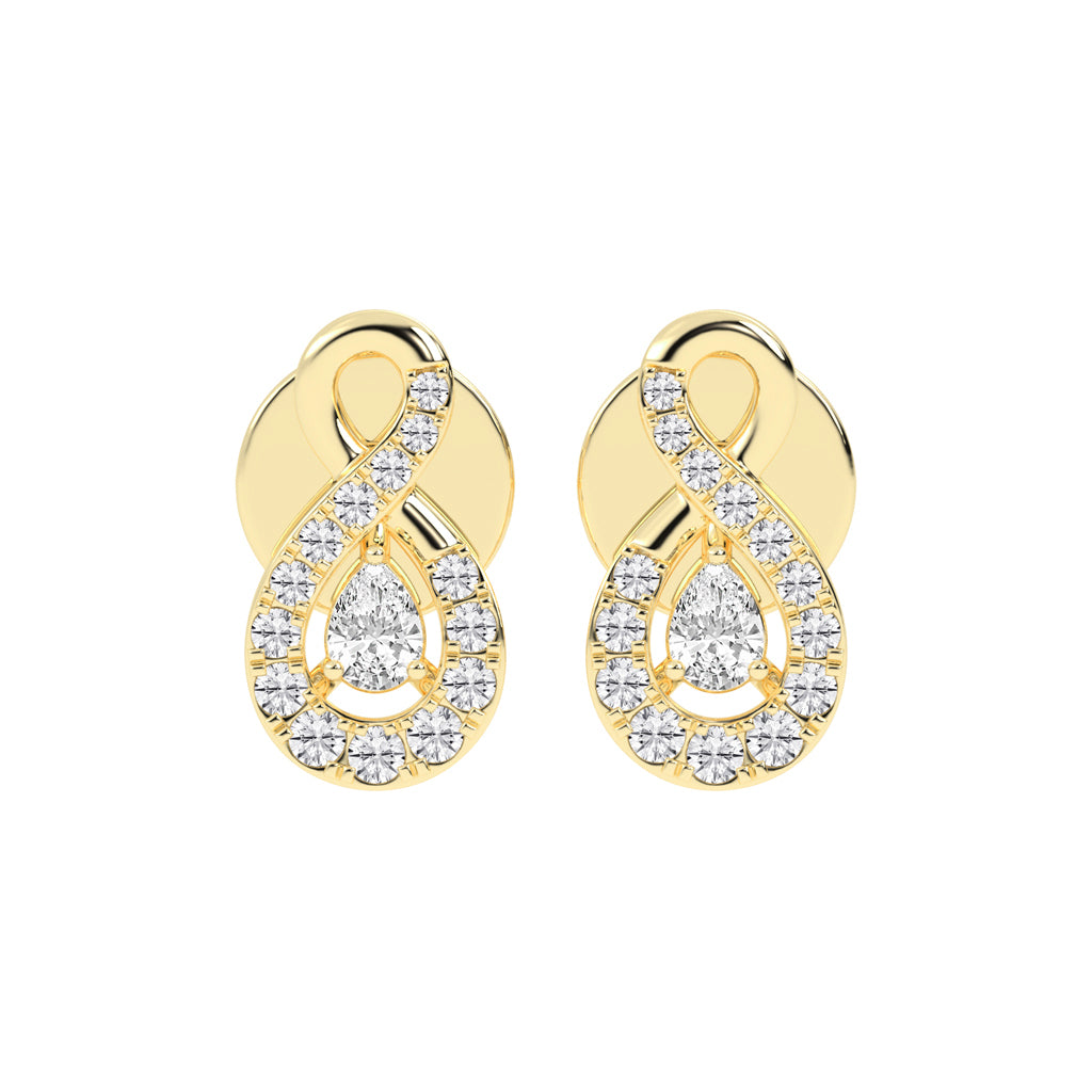 Infinity Embrace Pear Halo Diamond Studs