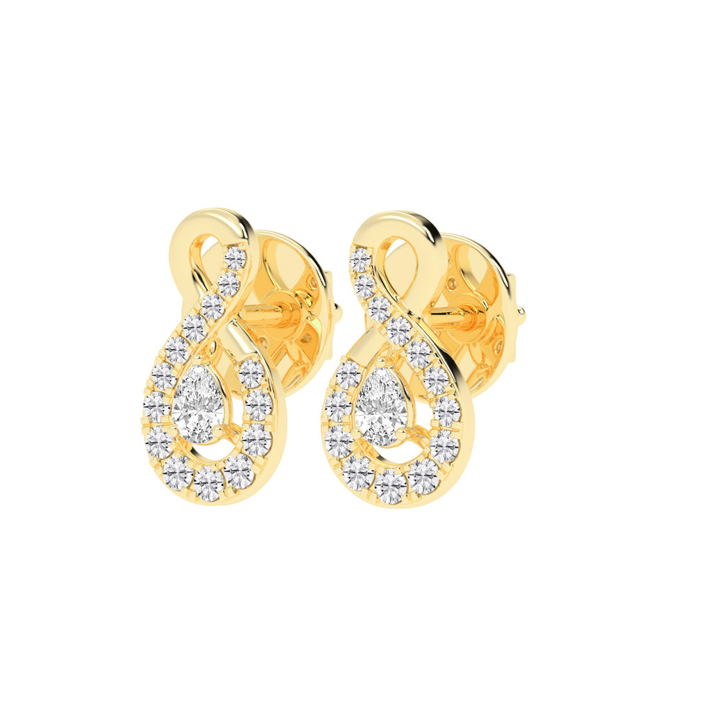 Infinity Embrace Pear Halo Diamond Studs