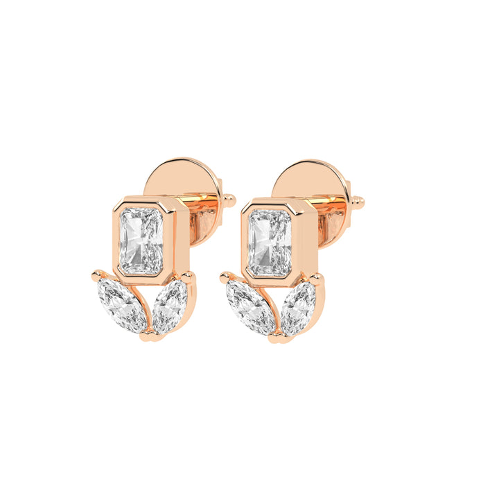 Allure Emerald Cut Marquise Diamond Studs