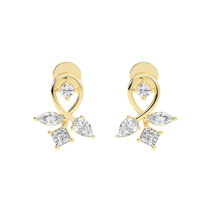 Artistic Swirl Multi-Cut Diamond Cluster Studs