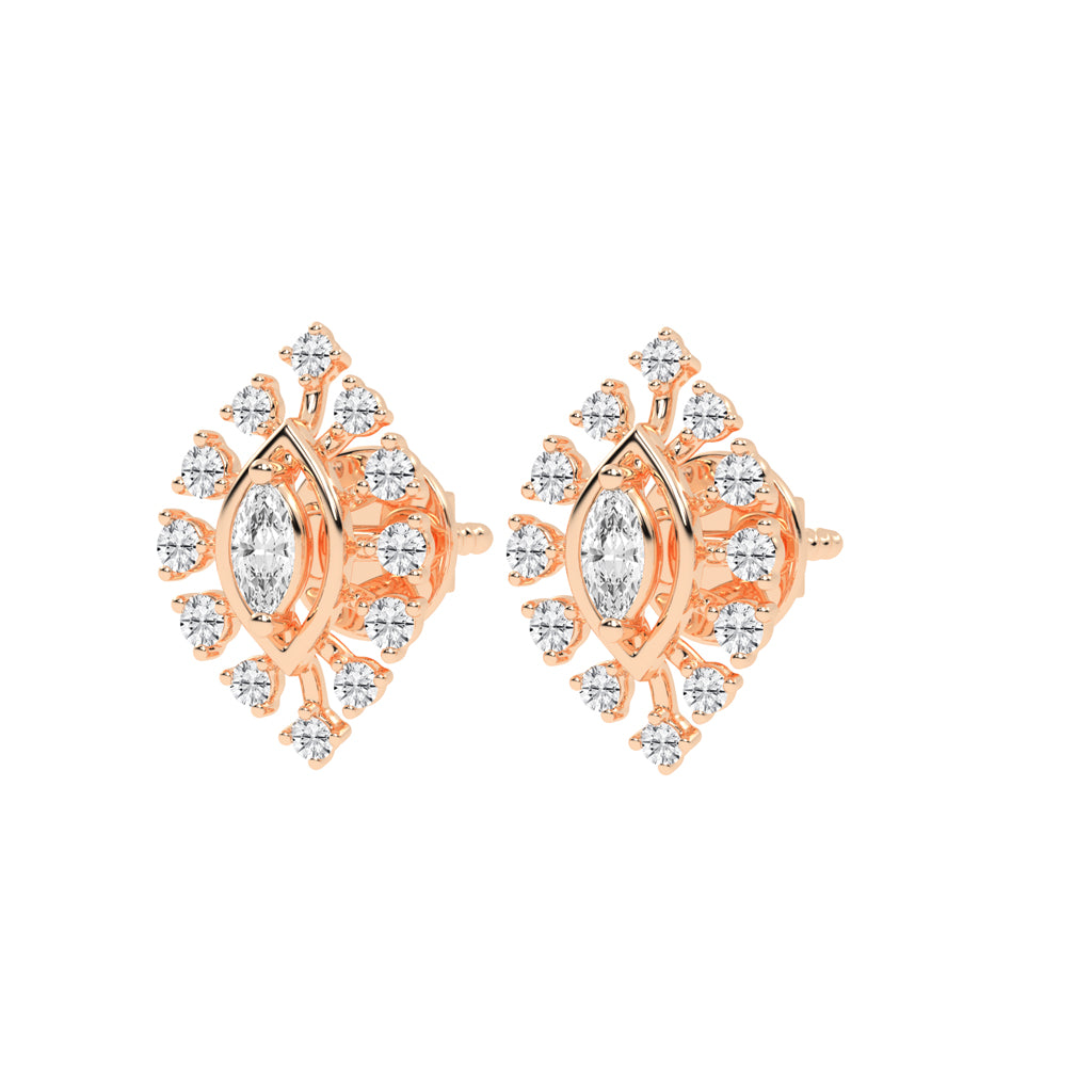 Radiant Marquise Burst Diamond Cluster Studs