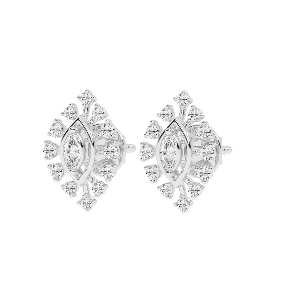 Radiant Marquise Burst Diamond Cluster Studs