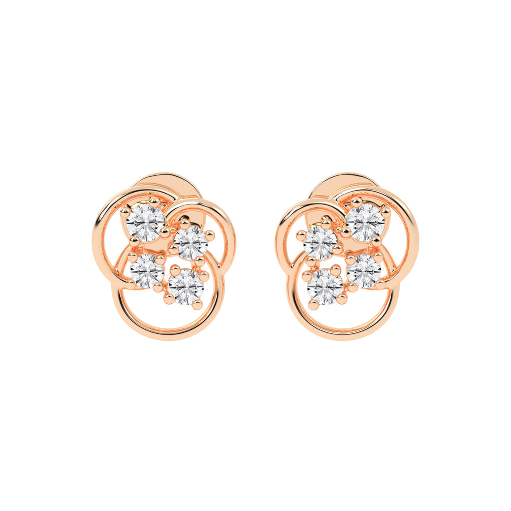 Abstract Bloom Intertwined Diamond Cluster Studs