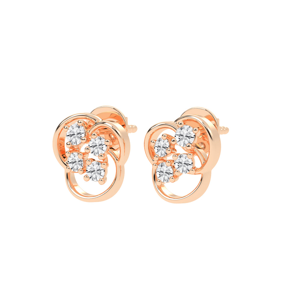 Abstract Bloom Intertwined Diamond Cluster Studs