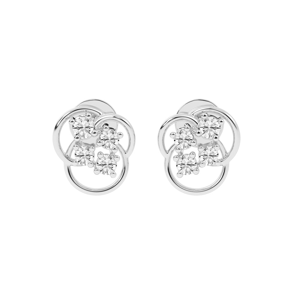 Abstract Bloom Intertwined Diamond Cluster Studs