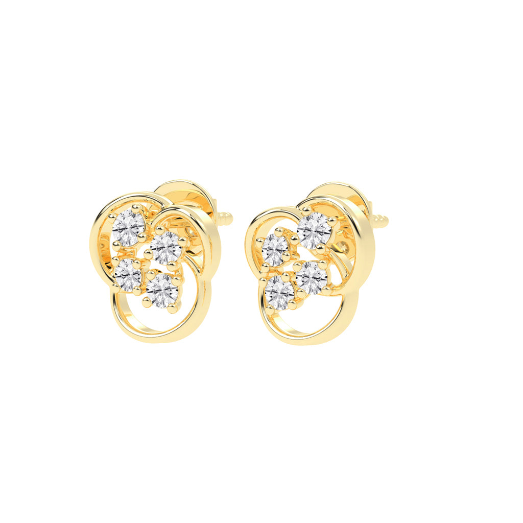 Abstract Bloom Intertwined Diamond Cluster Studs