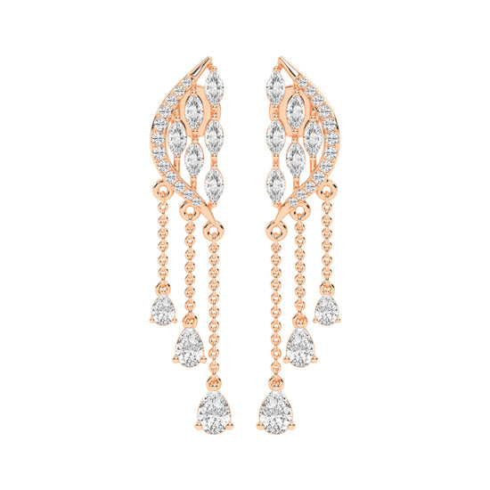 Majestic Feathered Cascade Diamond Dangle Earrings