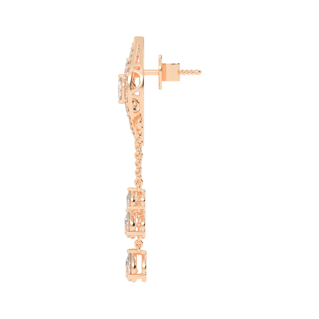 Majestic Feathered Cascade Diamond Dangle Earrings