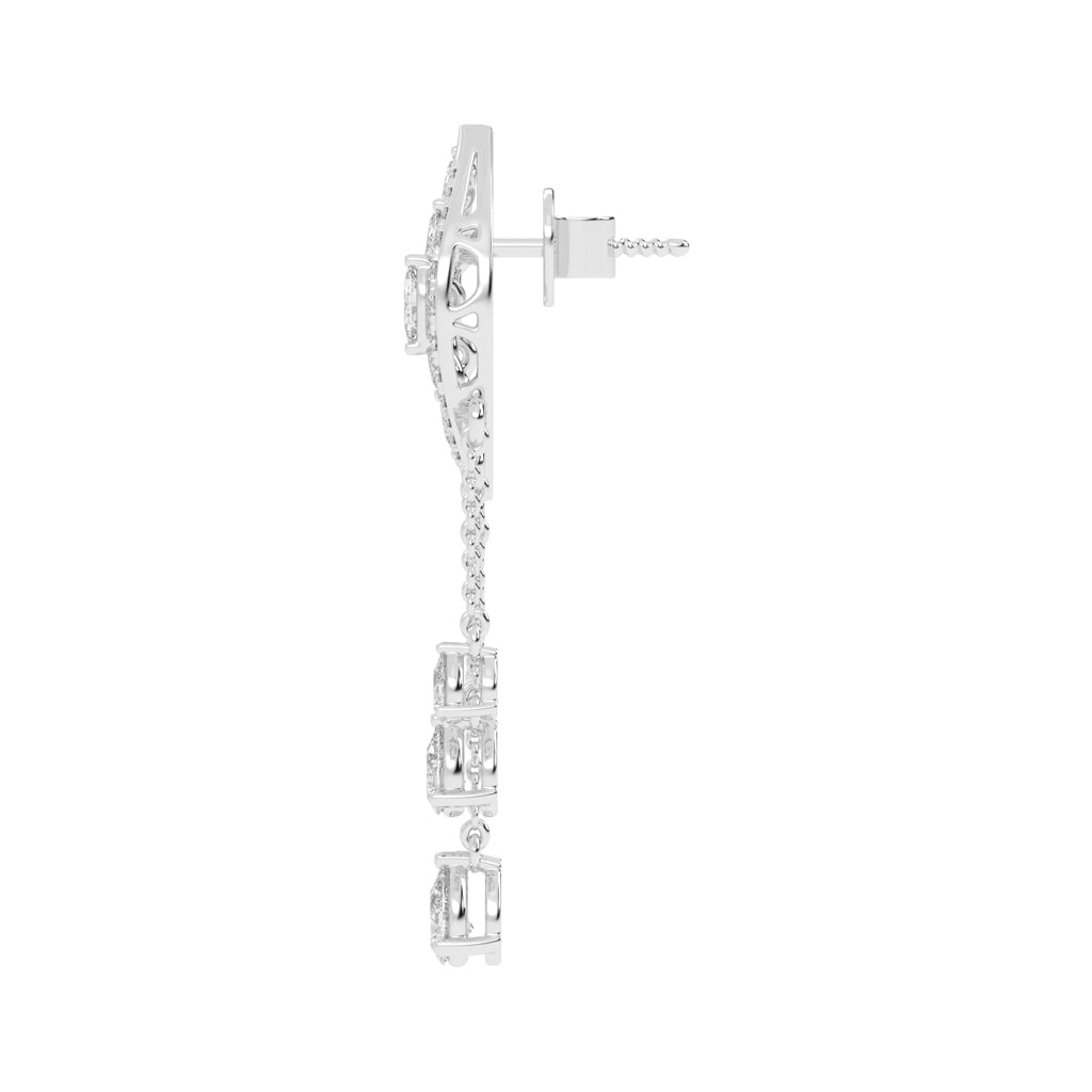 Majestic Feathered Cascade Diamond Dangle Earrings