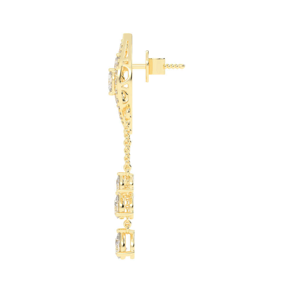 Majestic Feathered Cascade Diamond Dangle Earrings