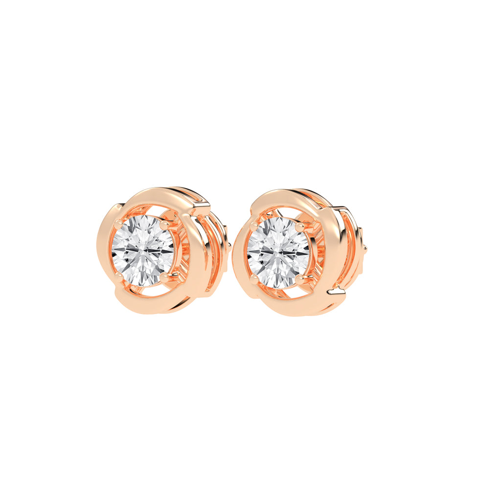 Sculpted Petal Solitaire Radiance Diamond Studs