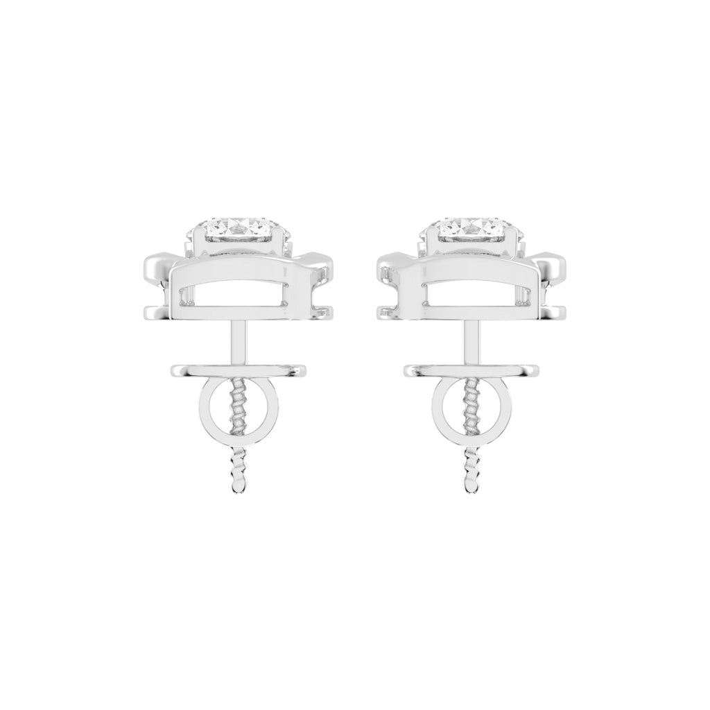 Sculpted Petal Solitaire Radiance Diamond Studs