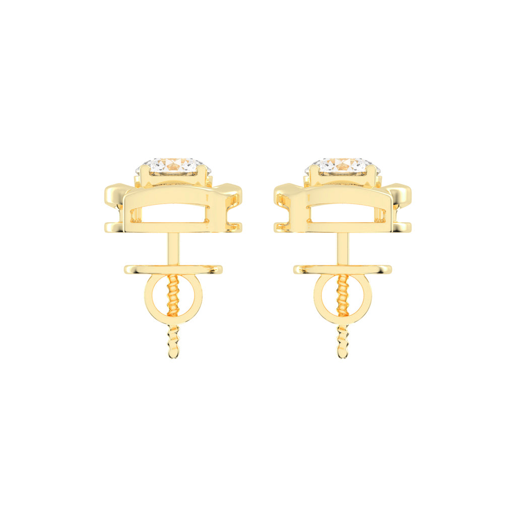 Sculpted Petal Solitaire Radiance Diamond Studs