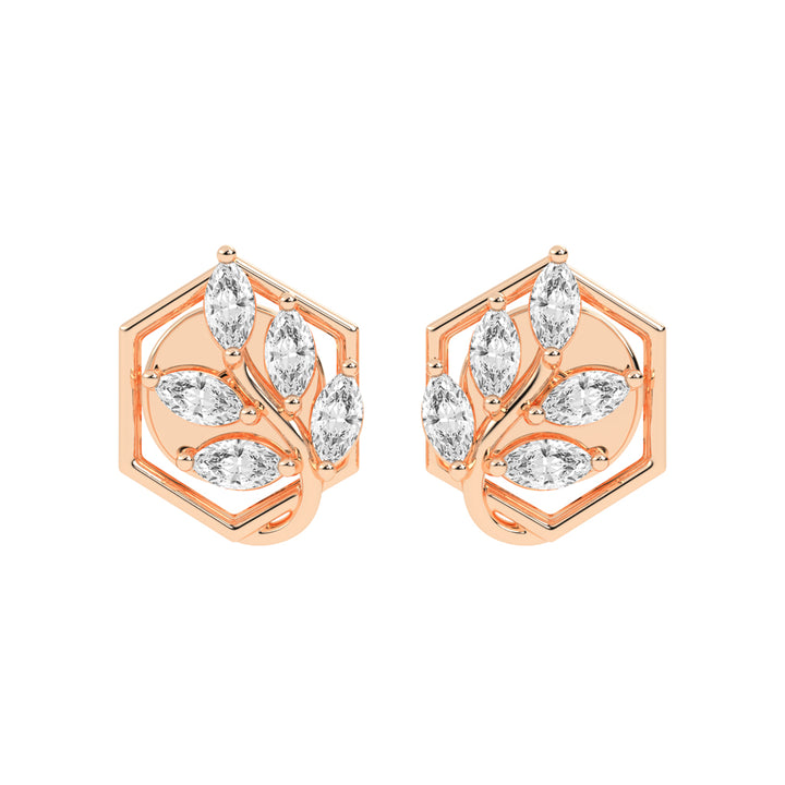 Marquise Diamond Hexagon Studs