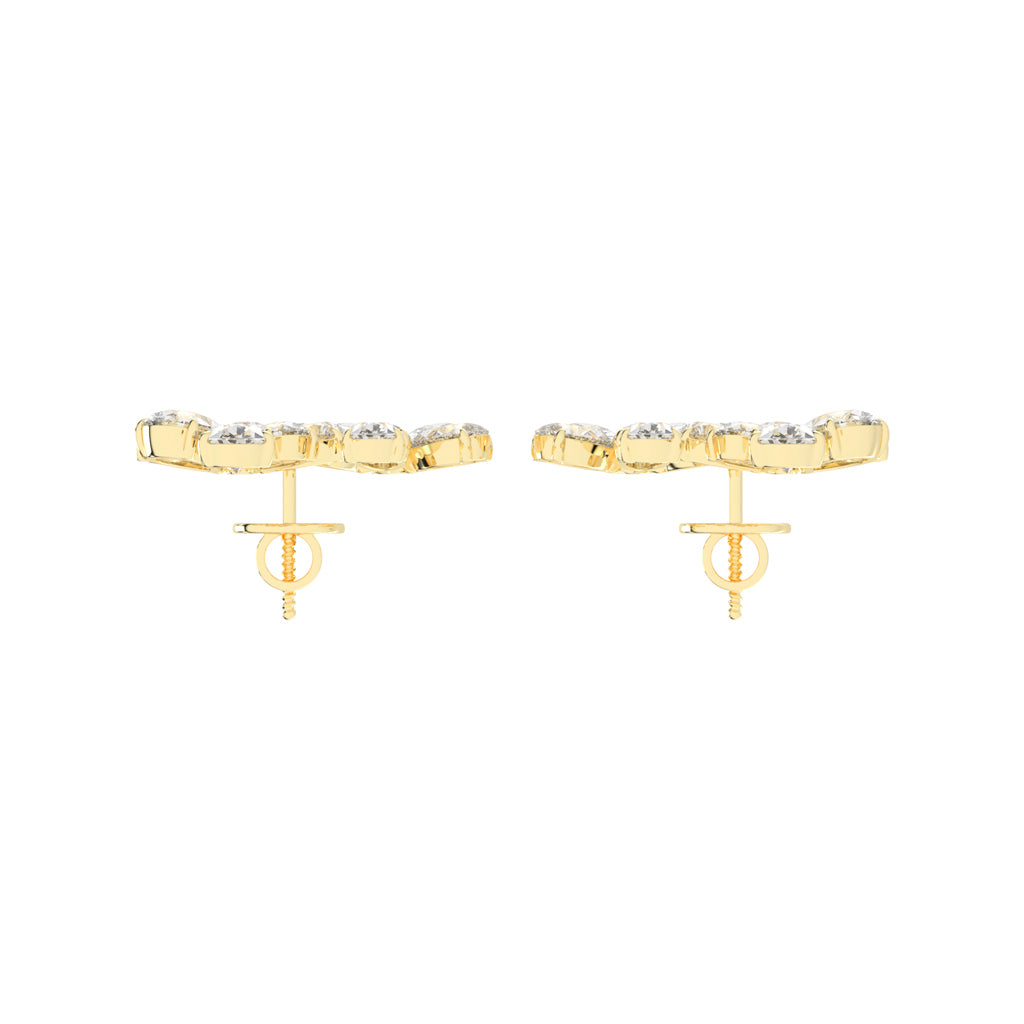 Dazzling Floral Cluster Diamond Drop Earrings