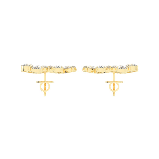 Dazzling Floral Cluster Diamond Drop Earrings