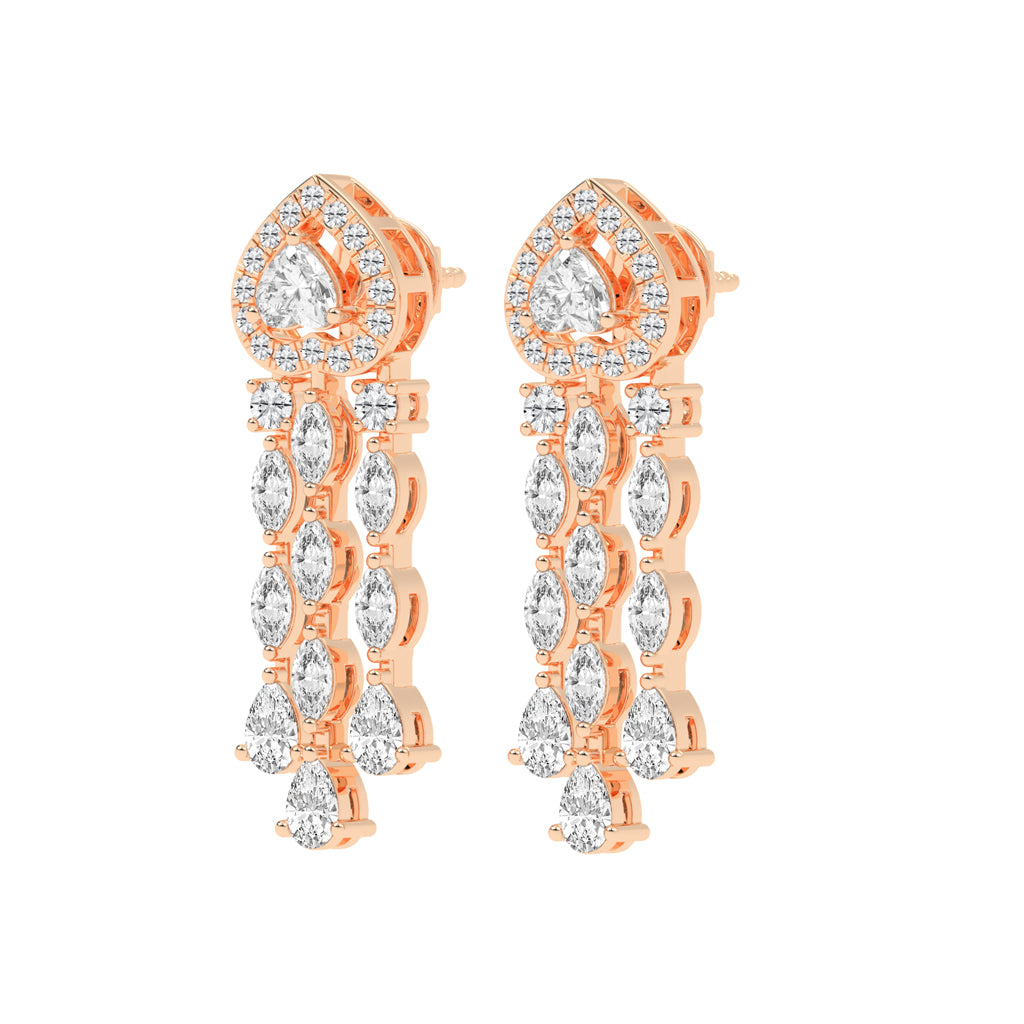 Heartfelt Cascade Diamond Dangle Earrings