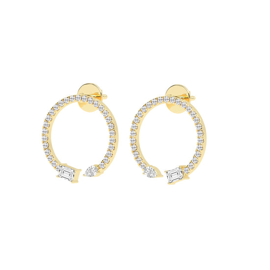 Orbit & Spark Asymmetric Diamond Hoop Earrings