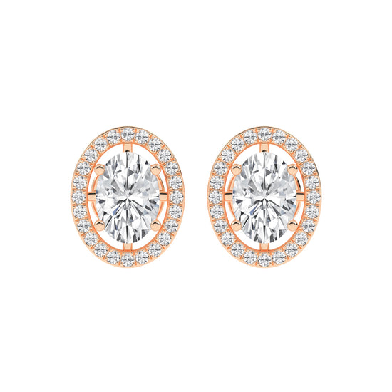 Oval Brilliance Diamond Halo Stud Earrings