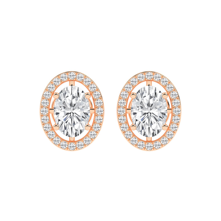 Oval Brilliance Diamond Halo Stud Earrings