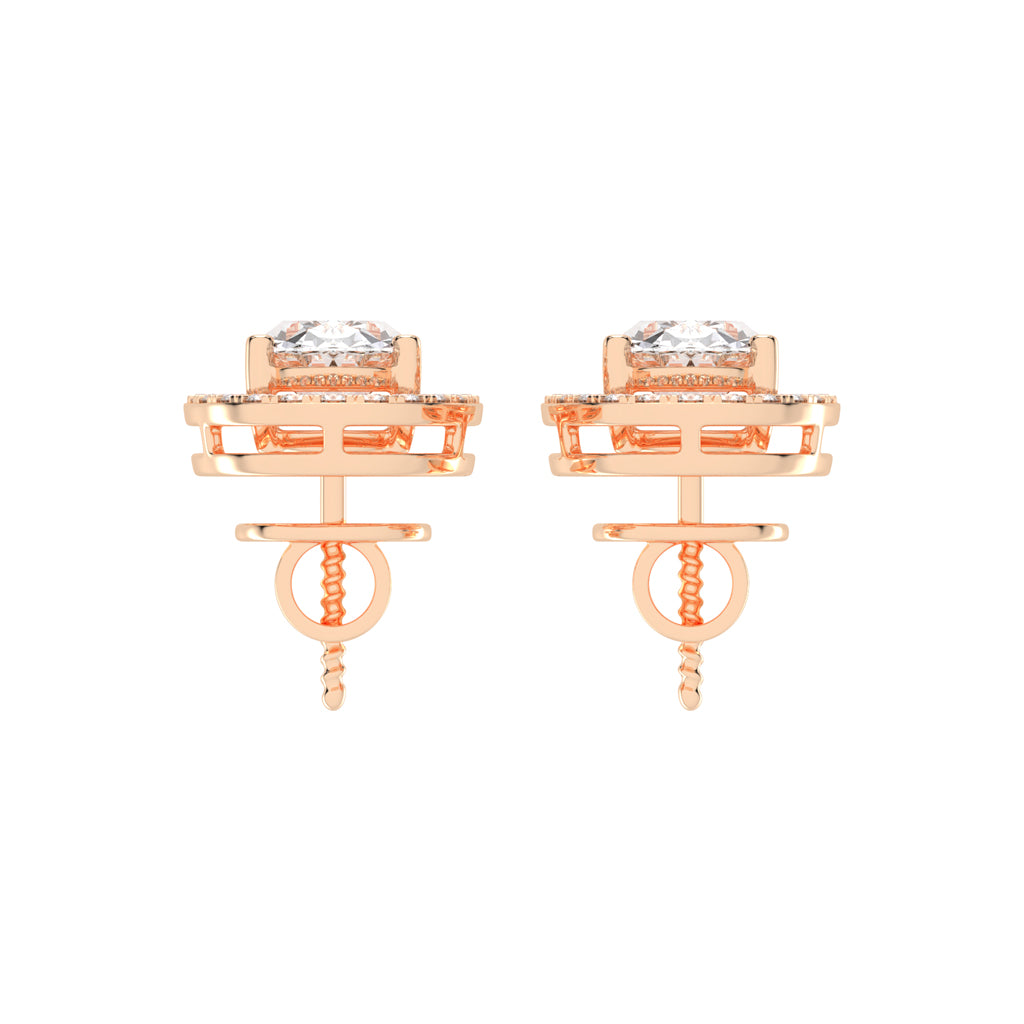 Oval Brilliance Diamond Halo Stud Earrings