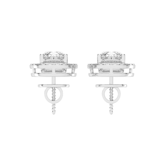 Oval Brilliance Diamond Halo Stud Earrings