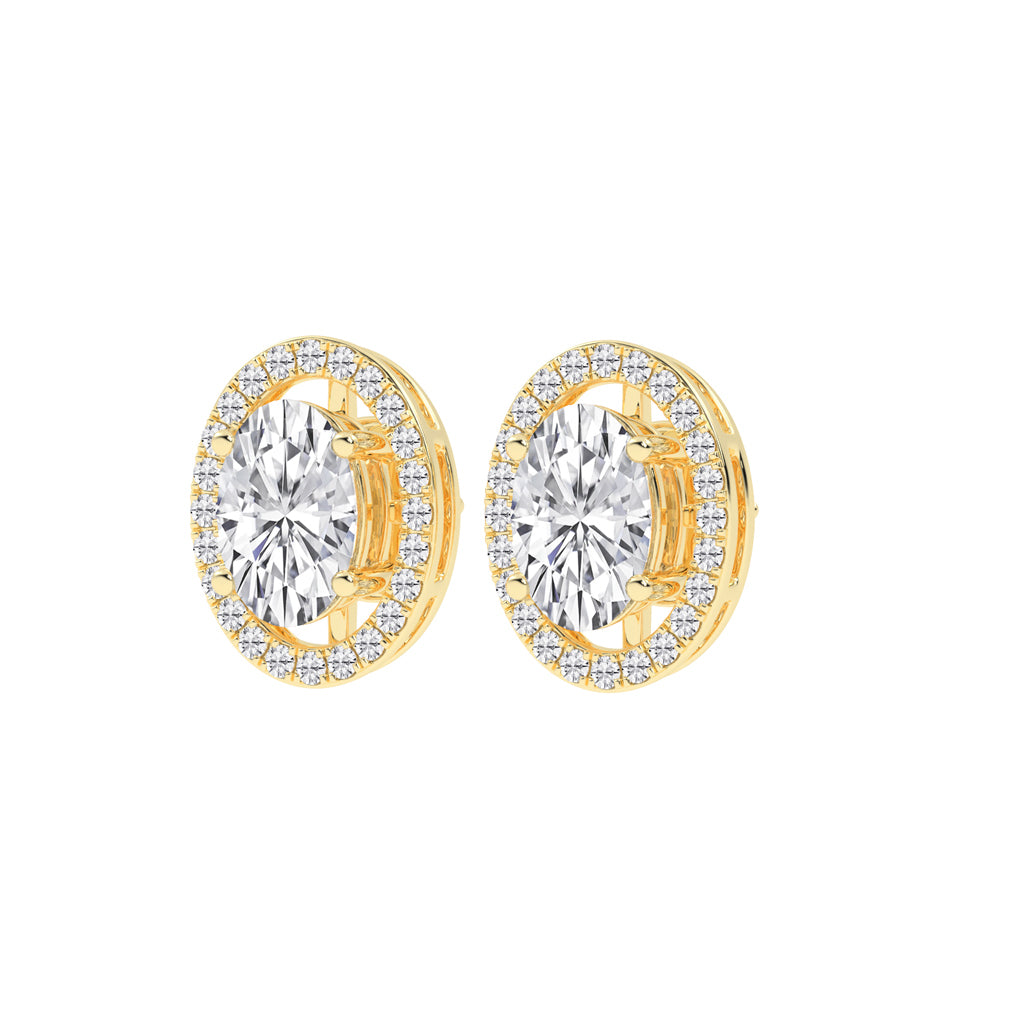 Oval Brilliance Diamond Halo Stud Earrings