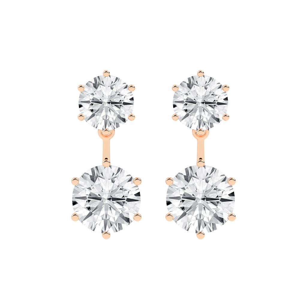 "Twin Star" Dual Diamond Drop Earrings